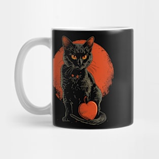 Valentine's Day Love Vintage Halloween Black Cat Witch Retro Cute Super Cool Best Gift Mug